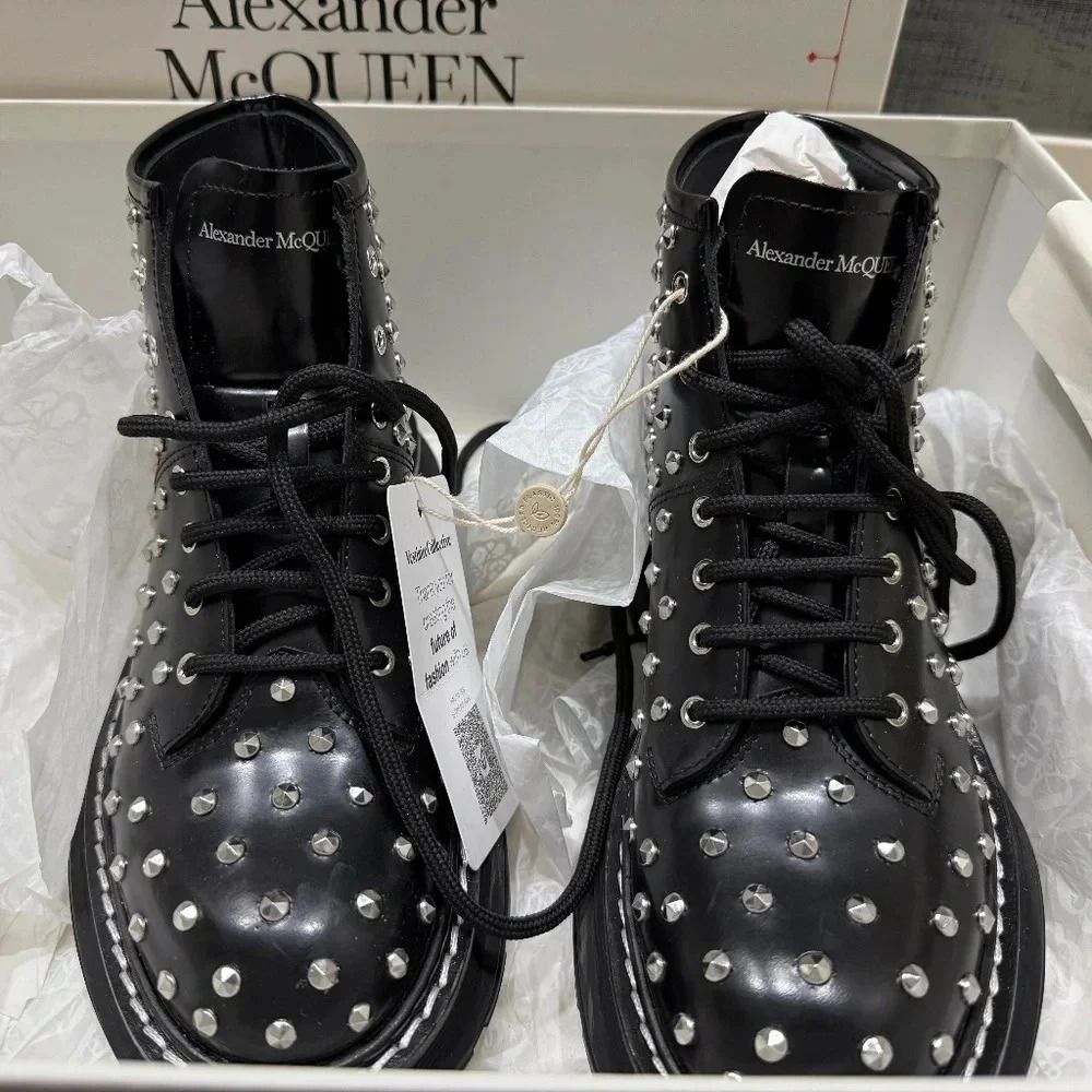 ••SOLD•• AUTHENTIC Alexander McQueen Studded Boots- Size 37 (never worn out)
